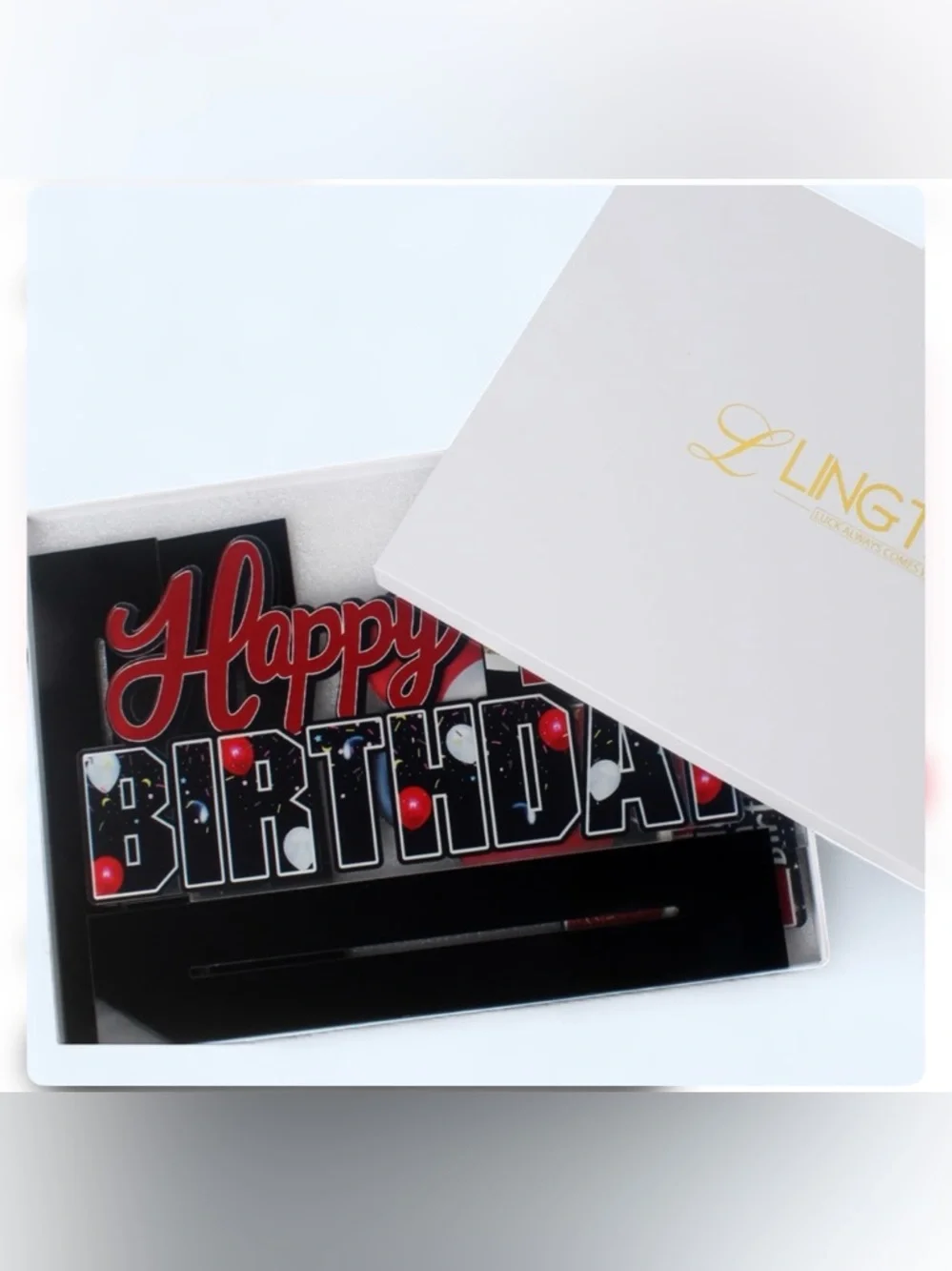 Happy 18th Birthday Table Centerpiece Decoration - Red, Black & White